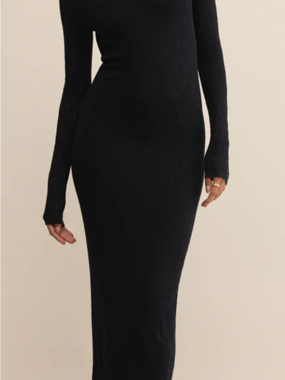 Z Supply Black Long Sleeve Lace-Textured Dress